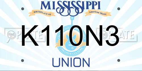 K110N3 Mississippi License Plate