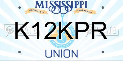 K12KPR Mississippi License Plate