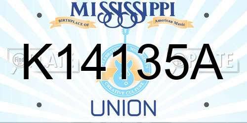 K14135A Mississippi License Plate
