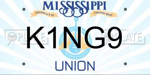 K1NG9 Mississippi License Plate
