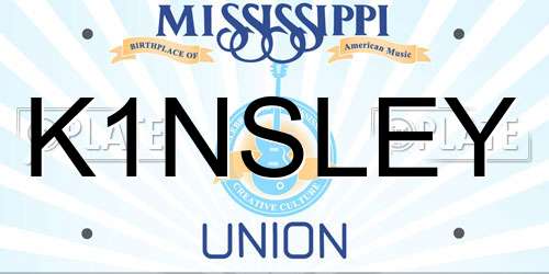 K1NSLEY Mississippi License Plate