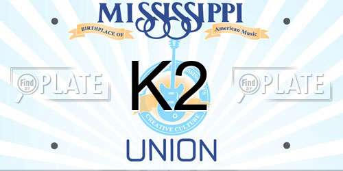 K2 Mississippi License Plate