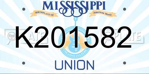K201582 Mississippi License Plate