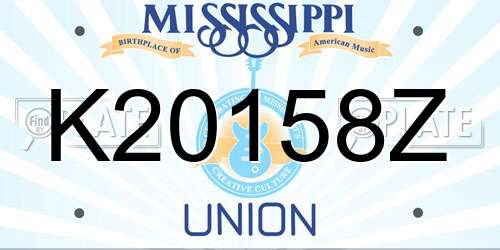 K20158Z Mississippi License Plate
