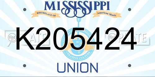 K205424 Mississippi License Plate