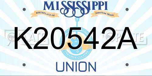 K20542A Mississippi License Plate