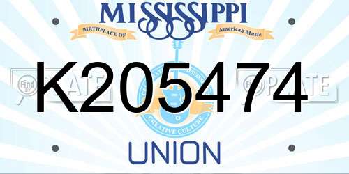 K205474 Mississippi License Plate