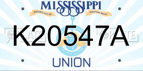 K20547A Mississippi License Plate