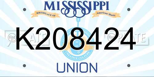 K208424 Mississippi License Plate