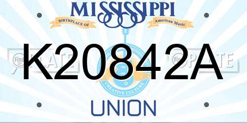 K20842A Mississippi License Plate