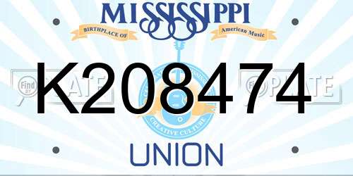 K208474 Mississippi License Plate
