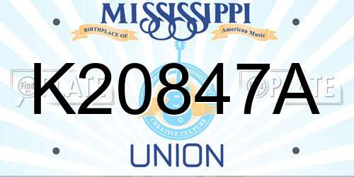K20847A Mississippi License Plate