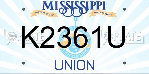 K2361U Mississippi License Plate