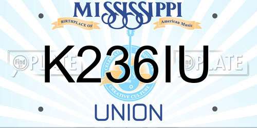K236IU Mississippi License Plate