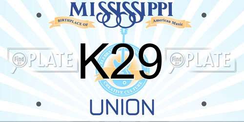 K29 Mississippi License Plate