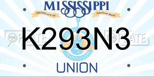 K293N3 Mississippi License Plate