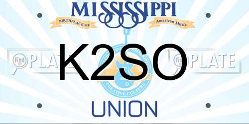 K2SO Mississippi License Plate