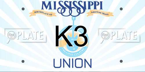 K3 Mississippi License Plate