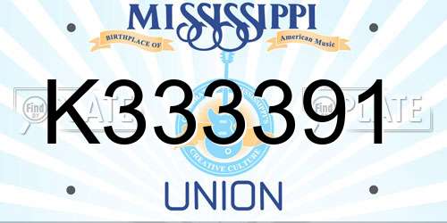 K333391 Mississippi License Plate