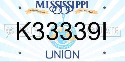 K33339I Mississippi License Plate