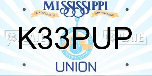 K33PUP Mississippi License Plate