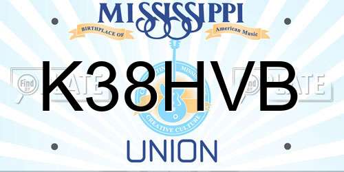 K38HVB Mississippi License Plate