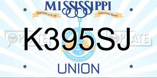 K395SJ Mississippi License Plate