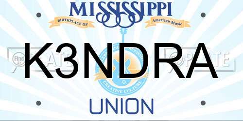 K3NDRA Mississippi License Plate
