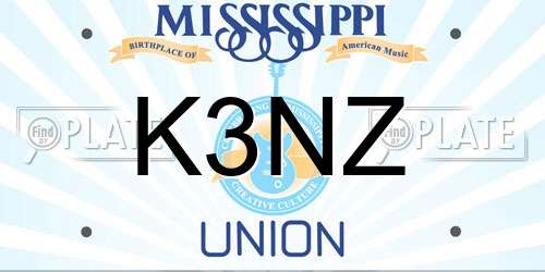 K3NZ Mississippi License Plate