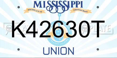 K42630T Mississippi License Plate