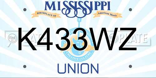 K433WZ Mississippi License Plate