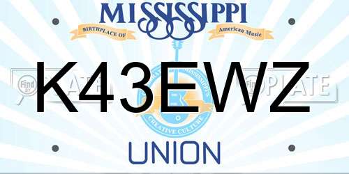 K43EWZ Mississippi License Plate