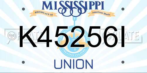 K45256I Mississippi License Plate