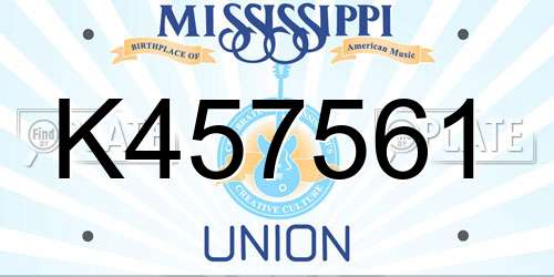 K457561 Mississippi License Plate