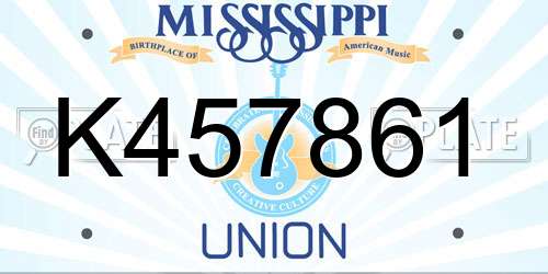 K457861 Mississippi License Plate
