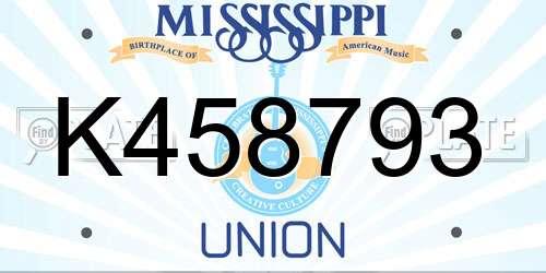 K458793 Mississippi License Plate