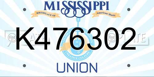 K476302 Mississippi License Plate