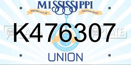 K476307 Mississippi License Plate