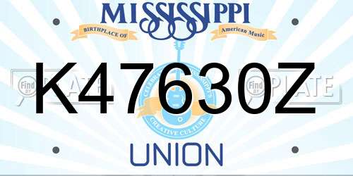 K47630Z Mississippi License Plate