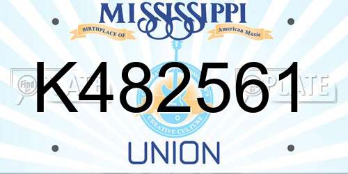 K482561 Mississippi License Plate