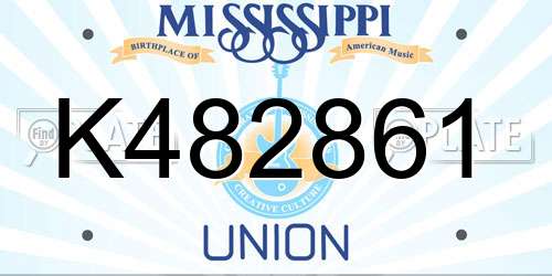 K482861 Mississippi License Plate