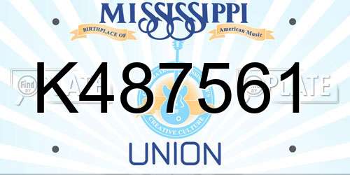 K487561 Mississippi License Plate