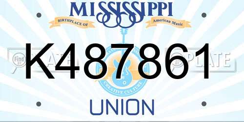 K487861 Mississippi License Plate