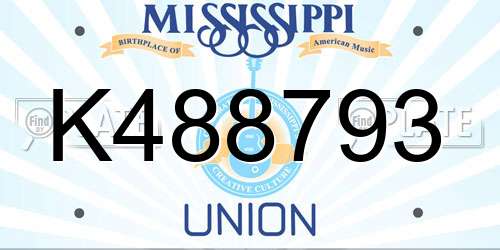 K488793 Mississippi License Plate