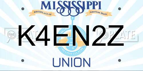 K4EN2Z Mississippi License Plate