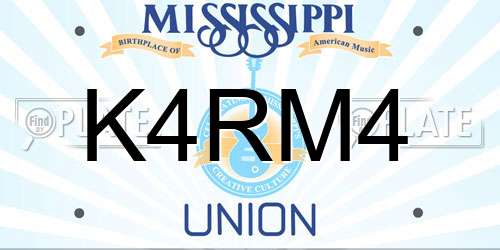 K4RM4 Mississippi License Plate