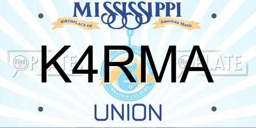 K4RMA Mississippi License Plate