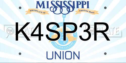 K4SP3R Mississippi License Plate