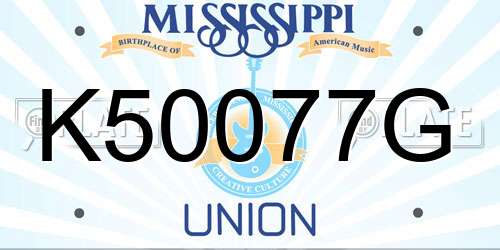 K50077G Mississippi License Plate