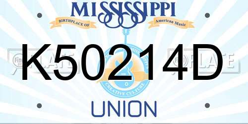 K50214D Mississippi License Plate